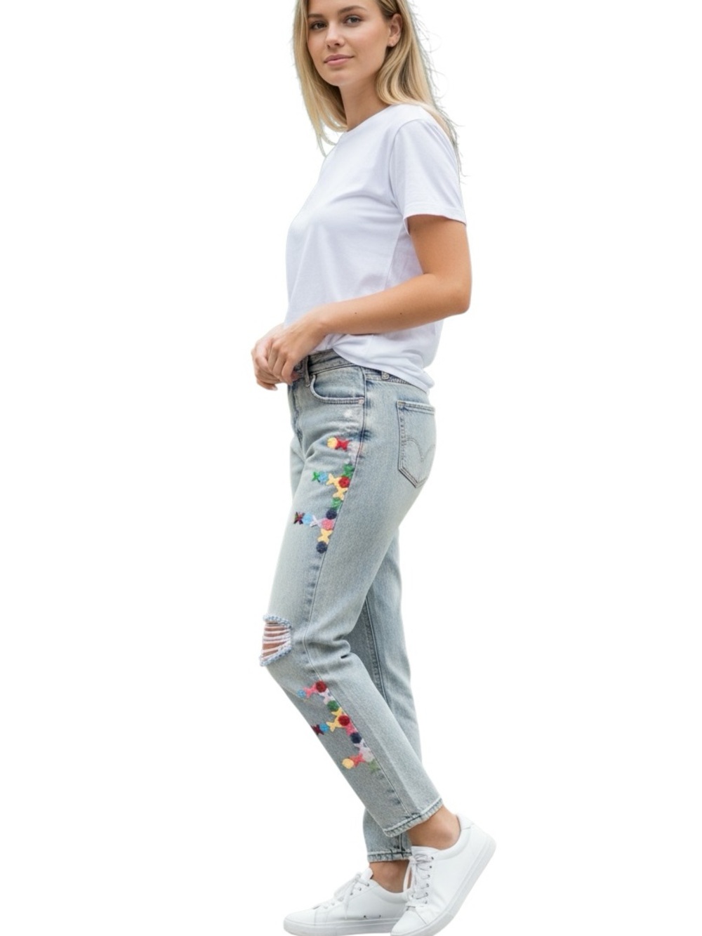 MM VINTAGE Embroidered, Distressed Boyfriend